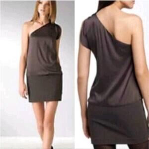 Theory Sharin black silk one shoulder dress women's Size 4 Quiet Luxury matrix